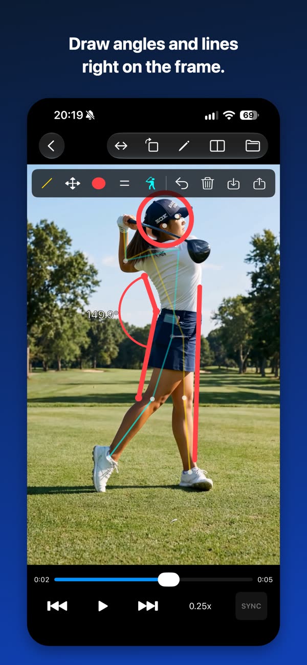 Draw angles and lines right on the frame.